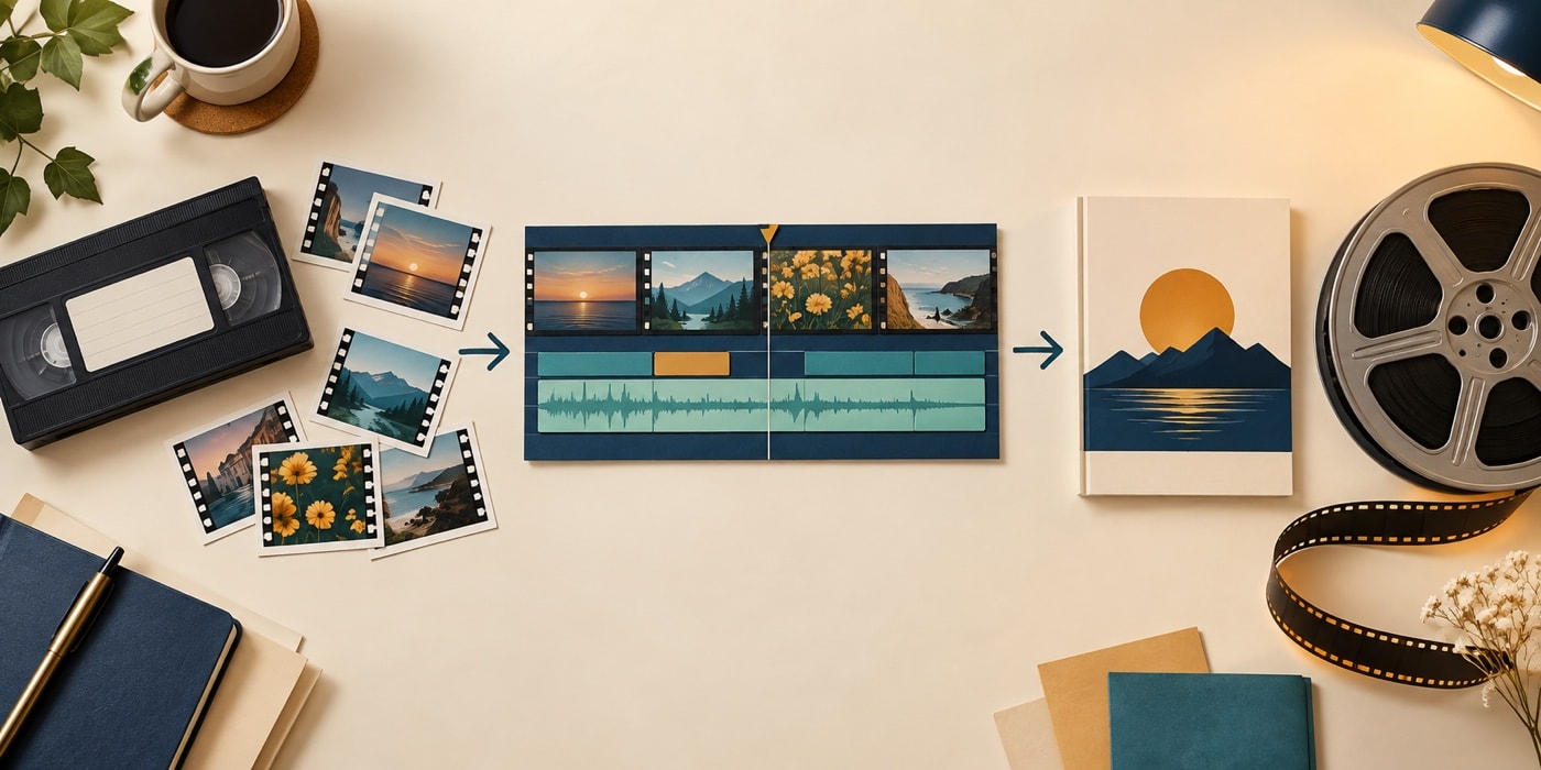 A continuous editing workflow connecting early and later workspaces